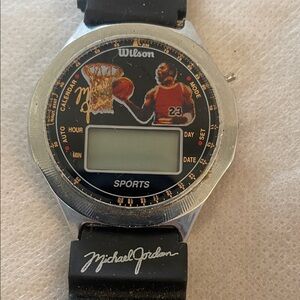 Michael Jordon #23 - Wilson Silver and Black Sports Watch - Vintage!